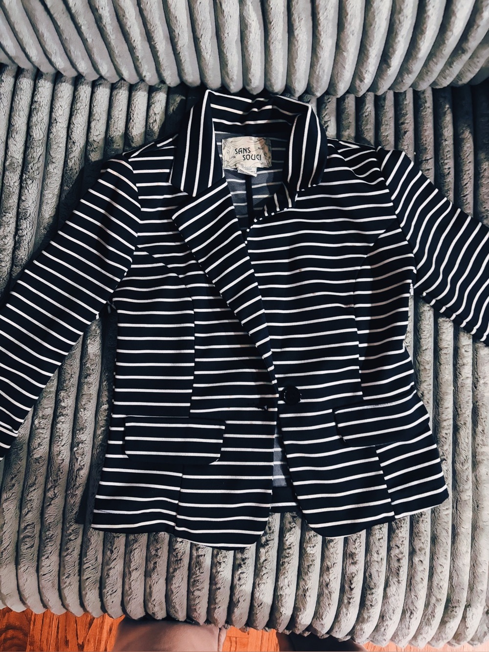 Sans Souci Black and White Striped Blazer